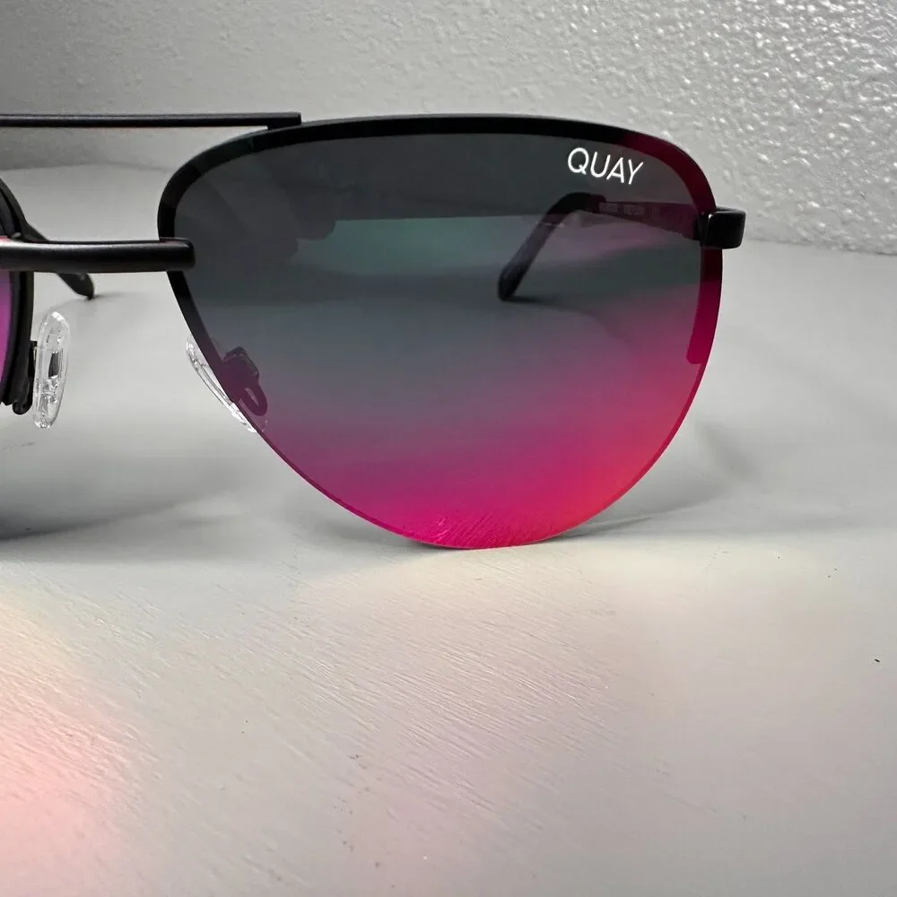 Quay Australia The Playa Frameless Aviator Sunglasses with Pink Mirrored Lenses